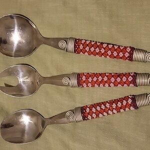 Salad Servers - Beadwork Salad Serving Spoons -